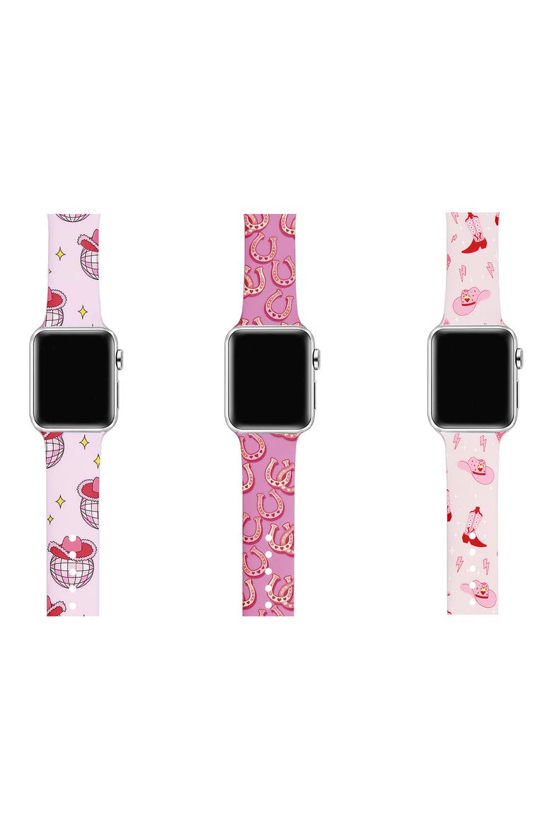 Assorted 3-Pack Printed Silicone Apple Watch® Watchbands, Alternate, color, PINK ASSORTED