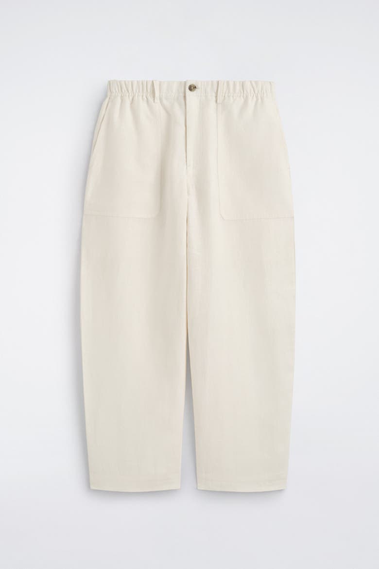 Linen Relaxed-fit Barrel-leg Pants, Alternate, color, OFF-WHITE