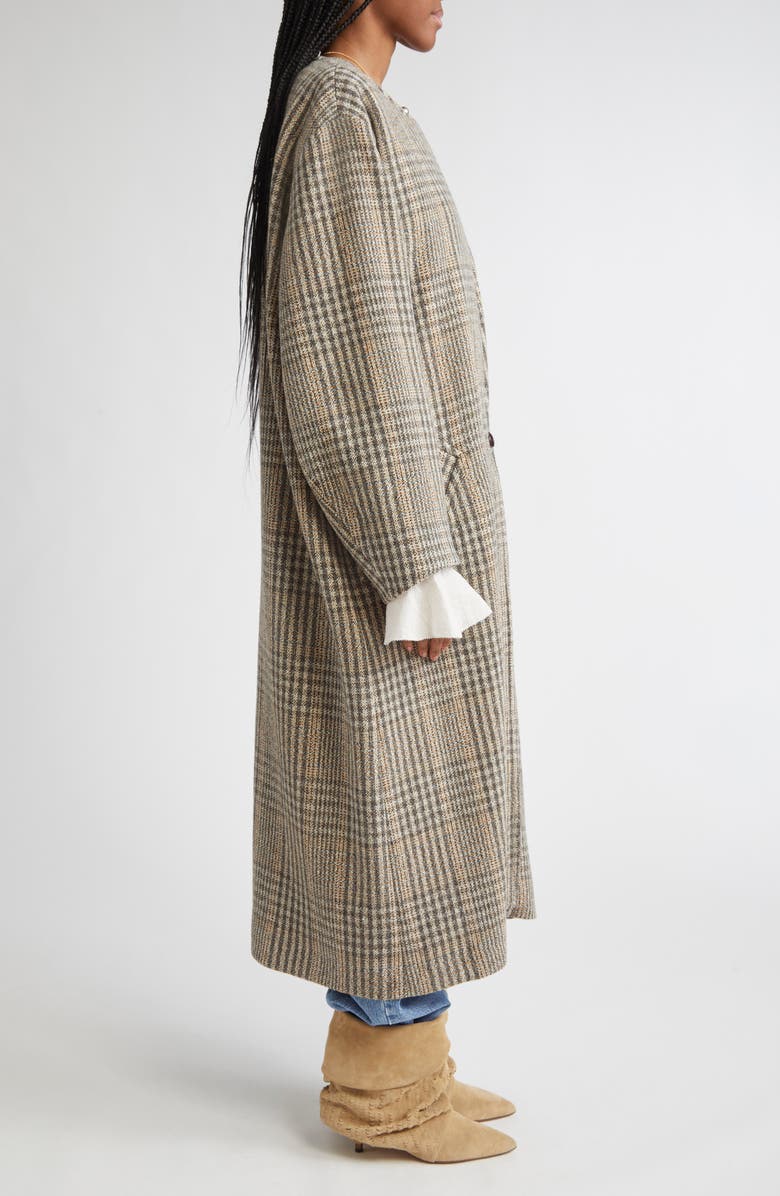 Isabel Marant Étoile Renee Plaid Virgin Wool Coat, Alternate, color, Beige
