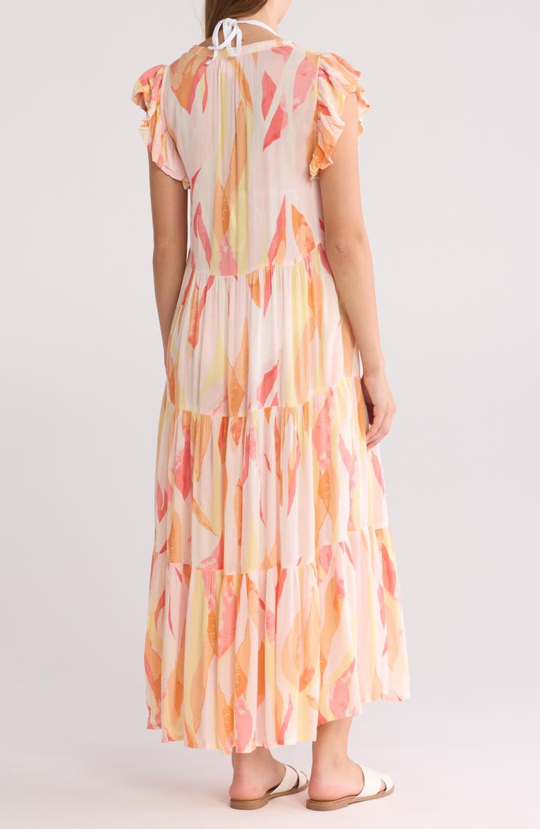 Elan Ruffle Cap Sleeve Tiered Cover-Up Maxi Dress, Alternate, color, 