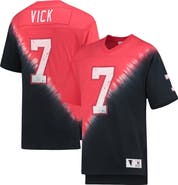 Mitchell & Ness Men's Mitchell & Ness Michael Vick Black/Red Atlanta Falcons Retired Player Name & Number Diagonal Tie-Dye V-Neck T-Shirt