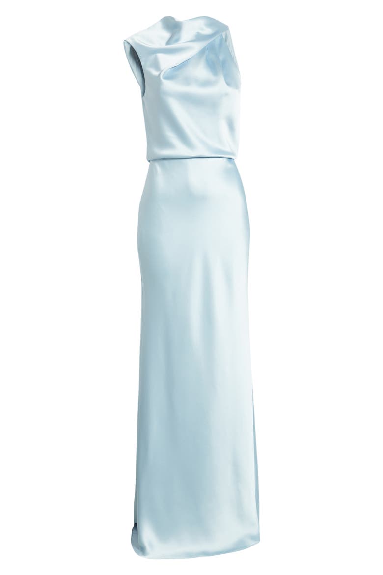 Asymmetric Neck Satin Gown, Alternate, color, ICE