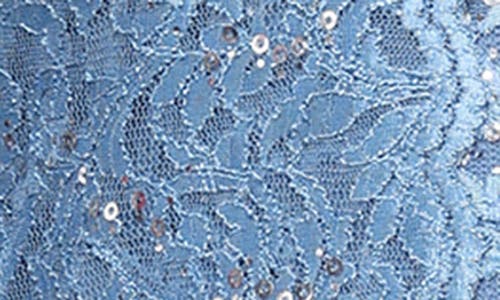 Sl Fashions Slny Floral Lace Sequin Cardigan & Dress Set In Blue