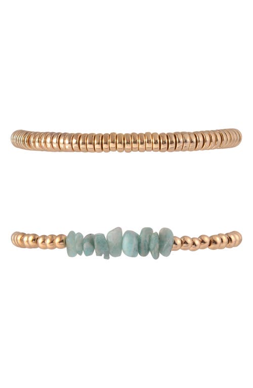 Rachel Rachel Roy Set Of 3 Stone Beaded Stretch Bracelets In Gold