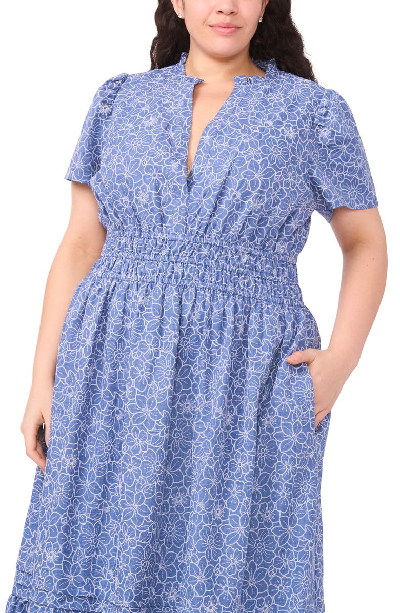 CeCe Daisy Chambray Maxi Dress, Alternate, color, Classic Navy