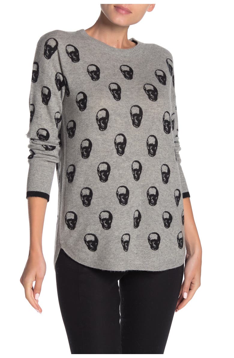 Catherine Catherine Malandrino Skull Printed Cashmere Pullover, Main, color, 