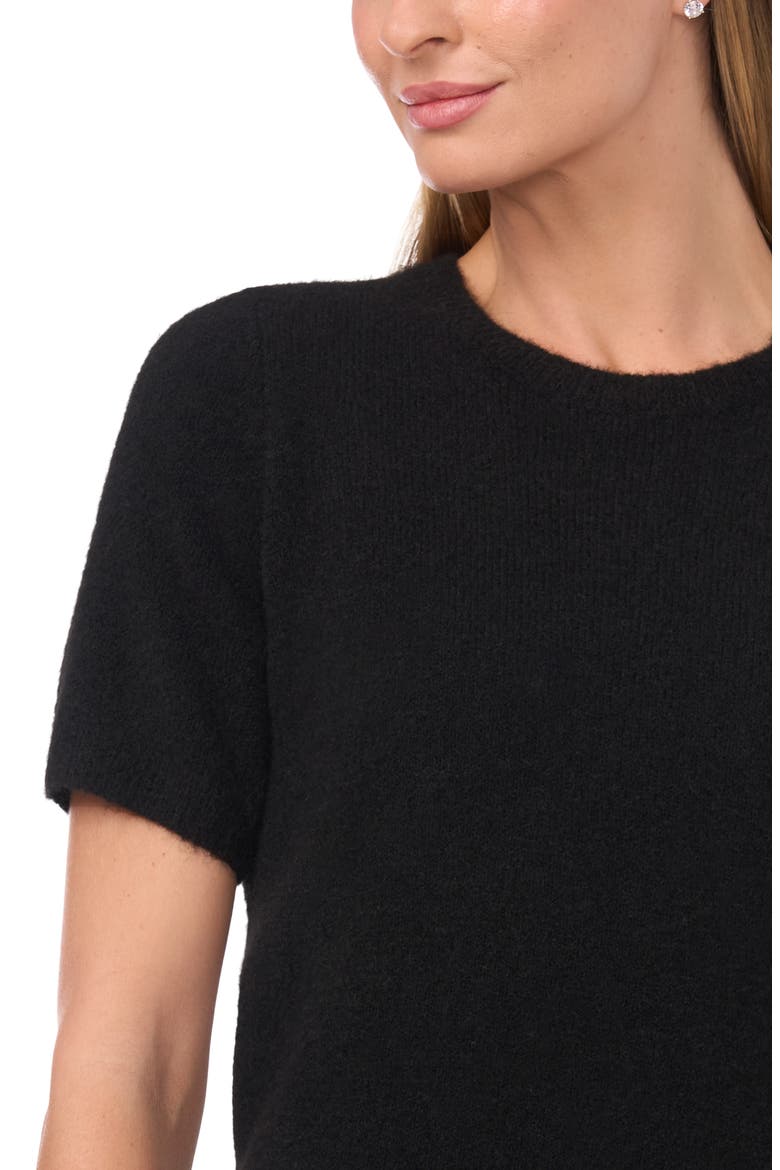 Short Sleeve Crewneck Sweater, Alternate, color, RICH BLACK