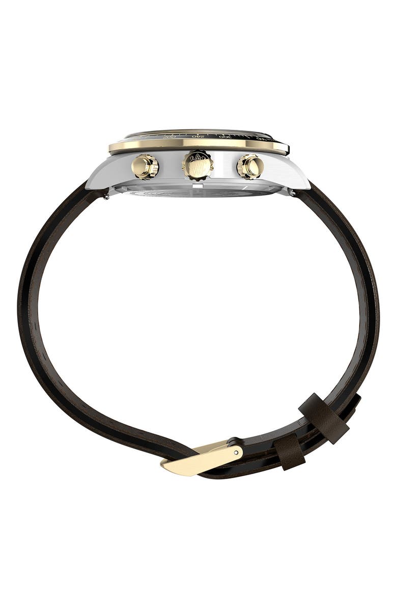 Timex<sup>®</sup> Waterbury Heritage Chronograph Leather Strap Watch, 39mm, Alternate, color,