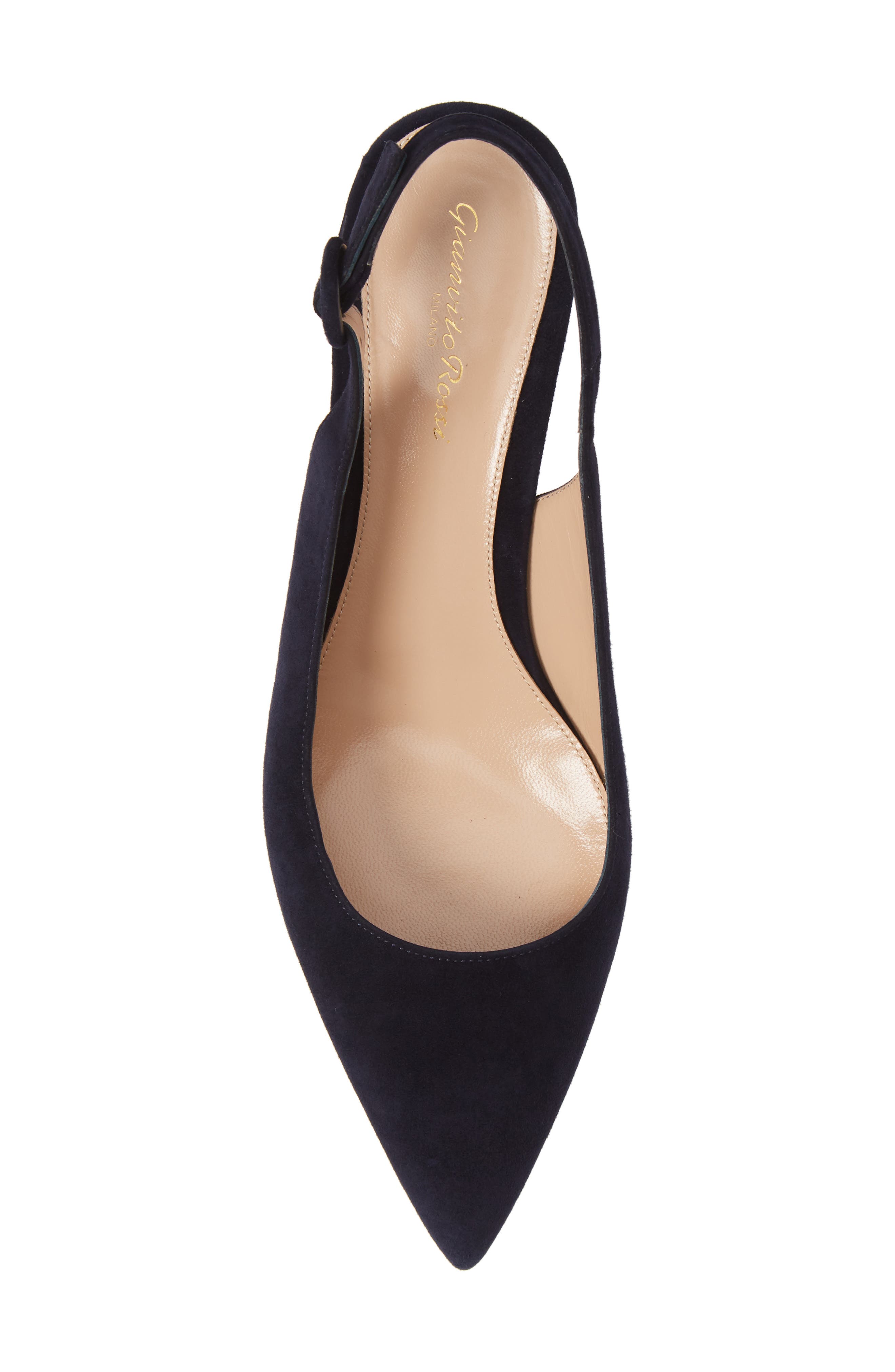 Buckle Pointed Toe Slingback Pump, Alternate, color, DENIM SUEDE