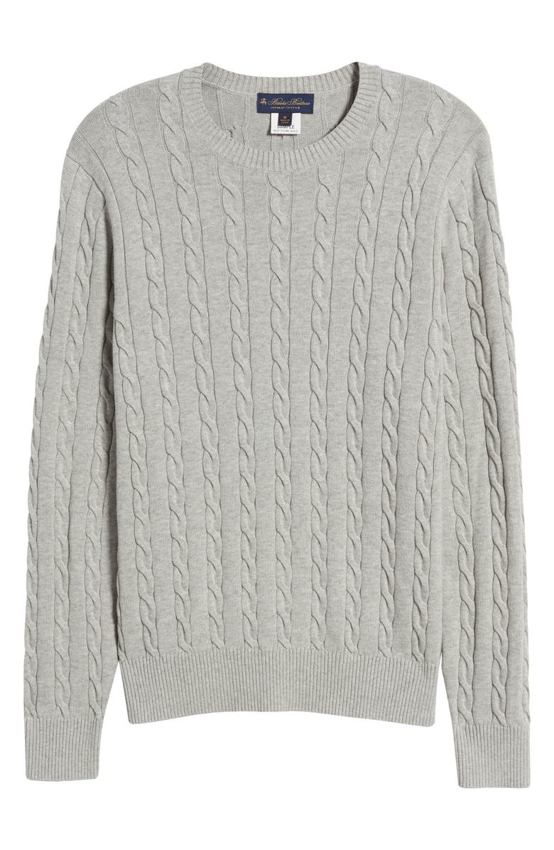 Brooks Brothers Cable Cotton Crewneck Sweater, Alternate, color, 
