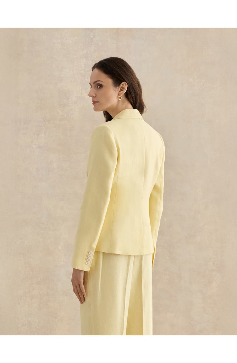 HOBBS LONDON Adalee Linen Tailored Blazer, Alternate, color, Soft Yellow