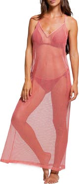 Cosita Linda Metallic Sheer Halter Cover-Up Maxi Dress