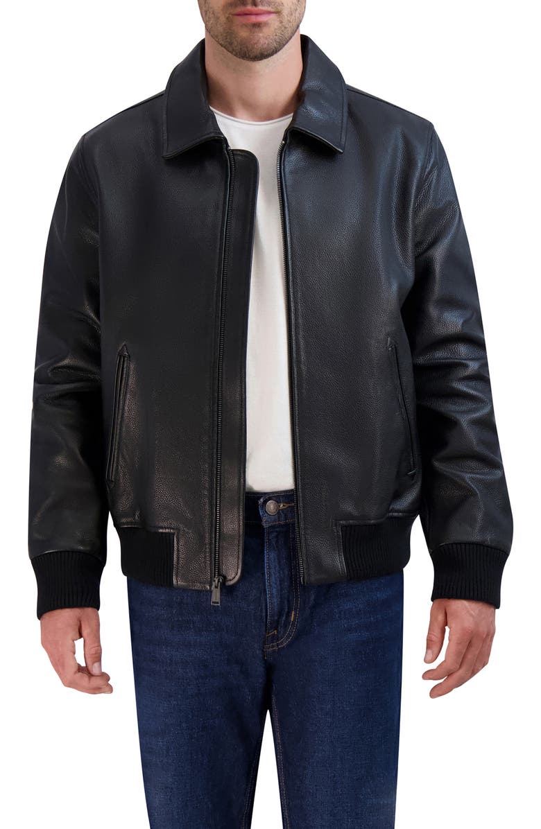 Cole Haan Leather Bomber Jacket, Main, color, 