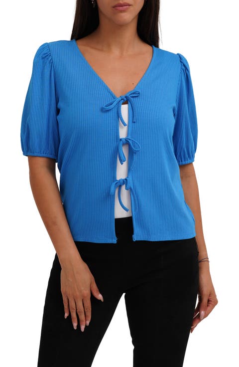 Bow Tie Front Short Sleeve Top