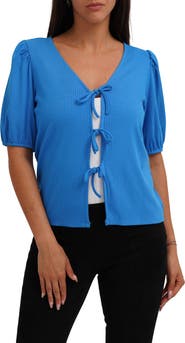 CYRUS Bow Tie Front Short Sleeve Top