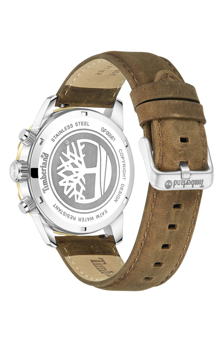 Timberland Hampton Harbour Multifunction Chronogrpah Leather Strap Watch, 46mm, Alternate, color, 