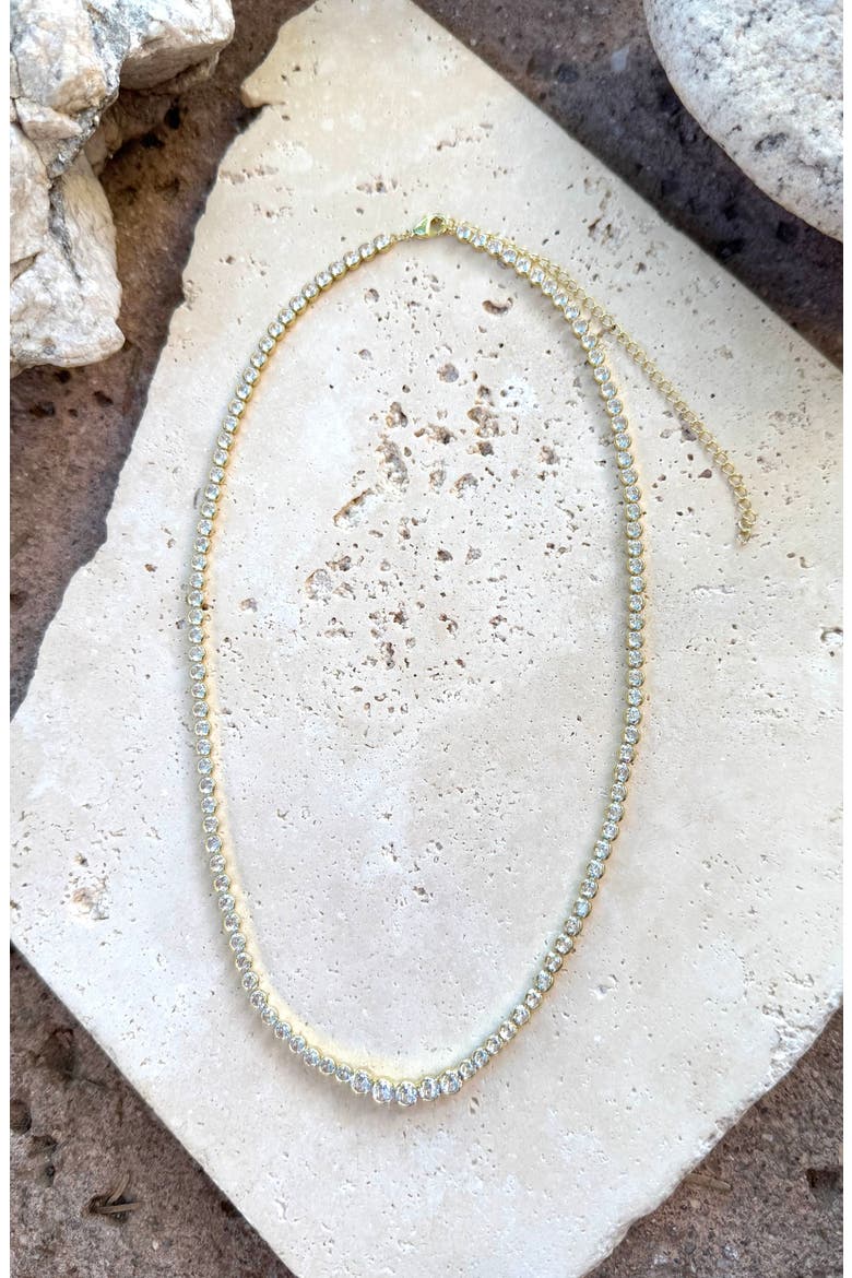 Bezel Crystal Tennis Necklace, Alternate, color, GOLD