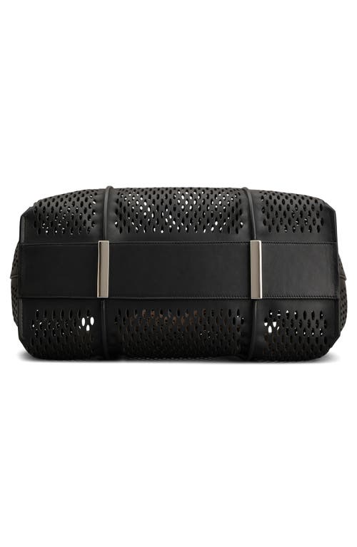 Tod's Medium T Timeless Perforated Leather Shopper In Nero
