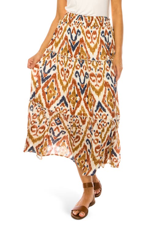 Ikat Print Midi Skirt