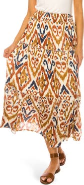A COLLECTIVE STORY Ikat Print Midi Skirt