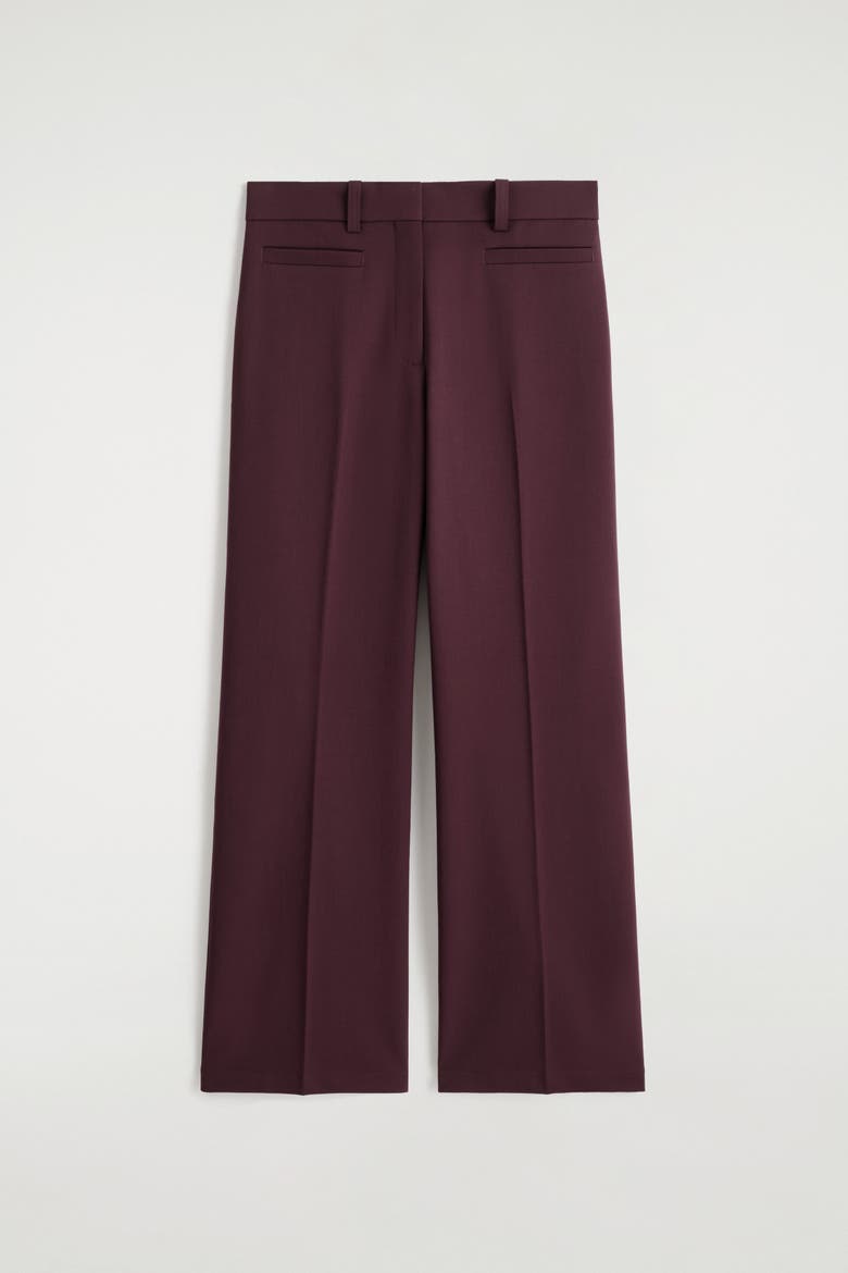 Wool-Blend Straight-Leg Pants, Alternate, color, BURGUNDY