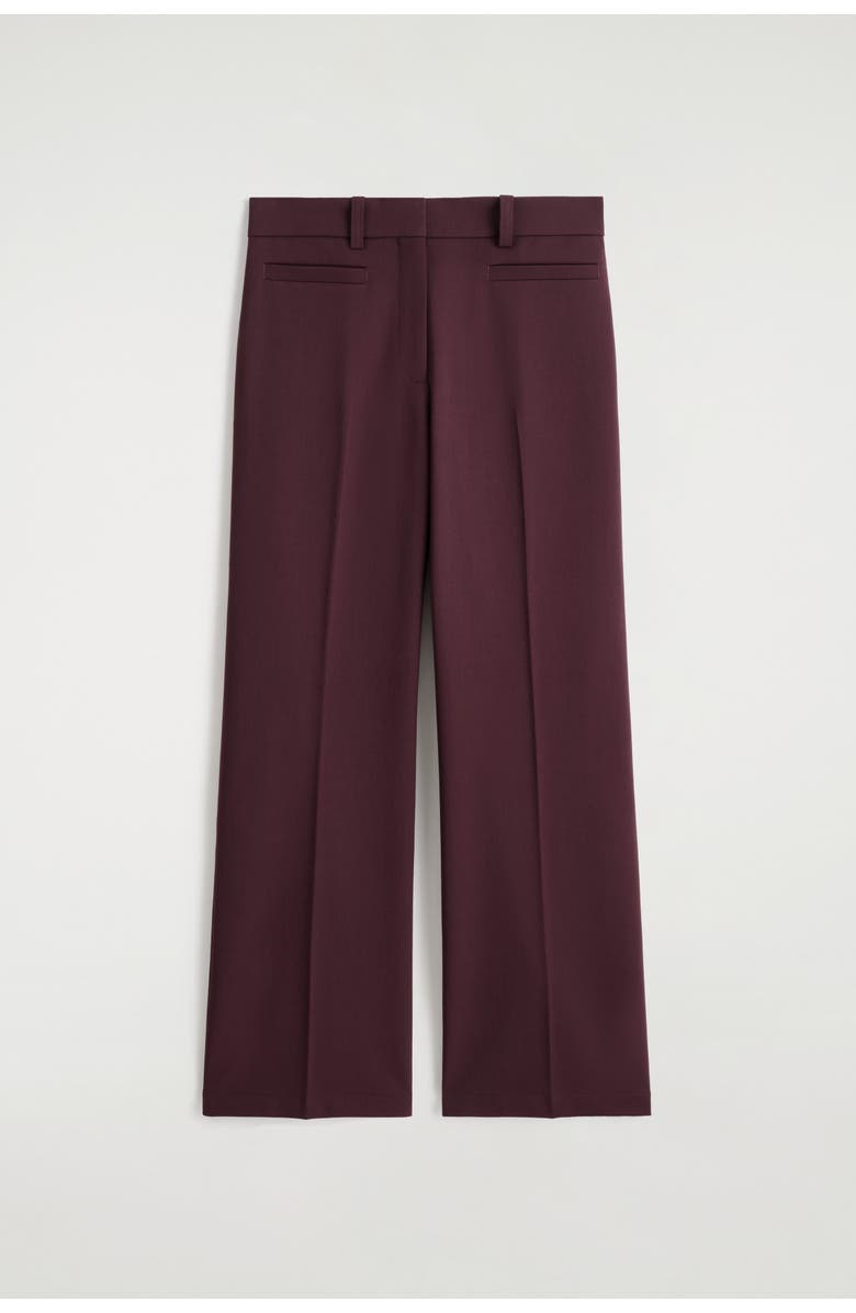 COS Wool-Blend Straight-Leg Pants, Alternate, color, Burgundy
