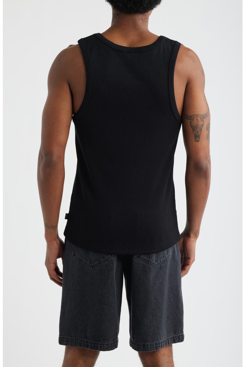 Arthur Logo Embroidered Rib Tank, Alternate, color, BLACK