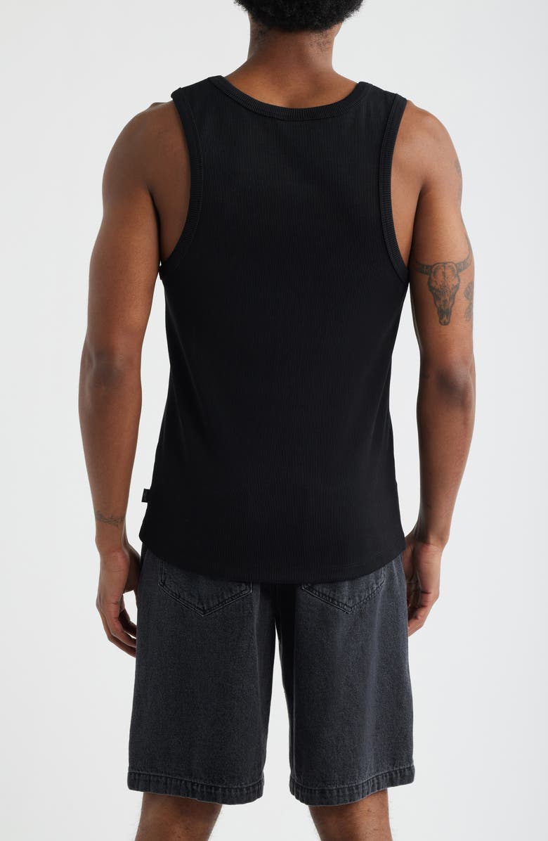 Les Deux Arthur Logo Embroidered Rib Tank, Alternate, color, Black