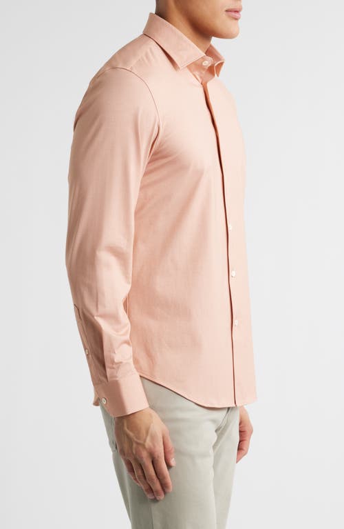 Bugatchi Jimmy Ooohcotton® Herringbone Button-up Shirt In Papaya