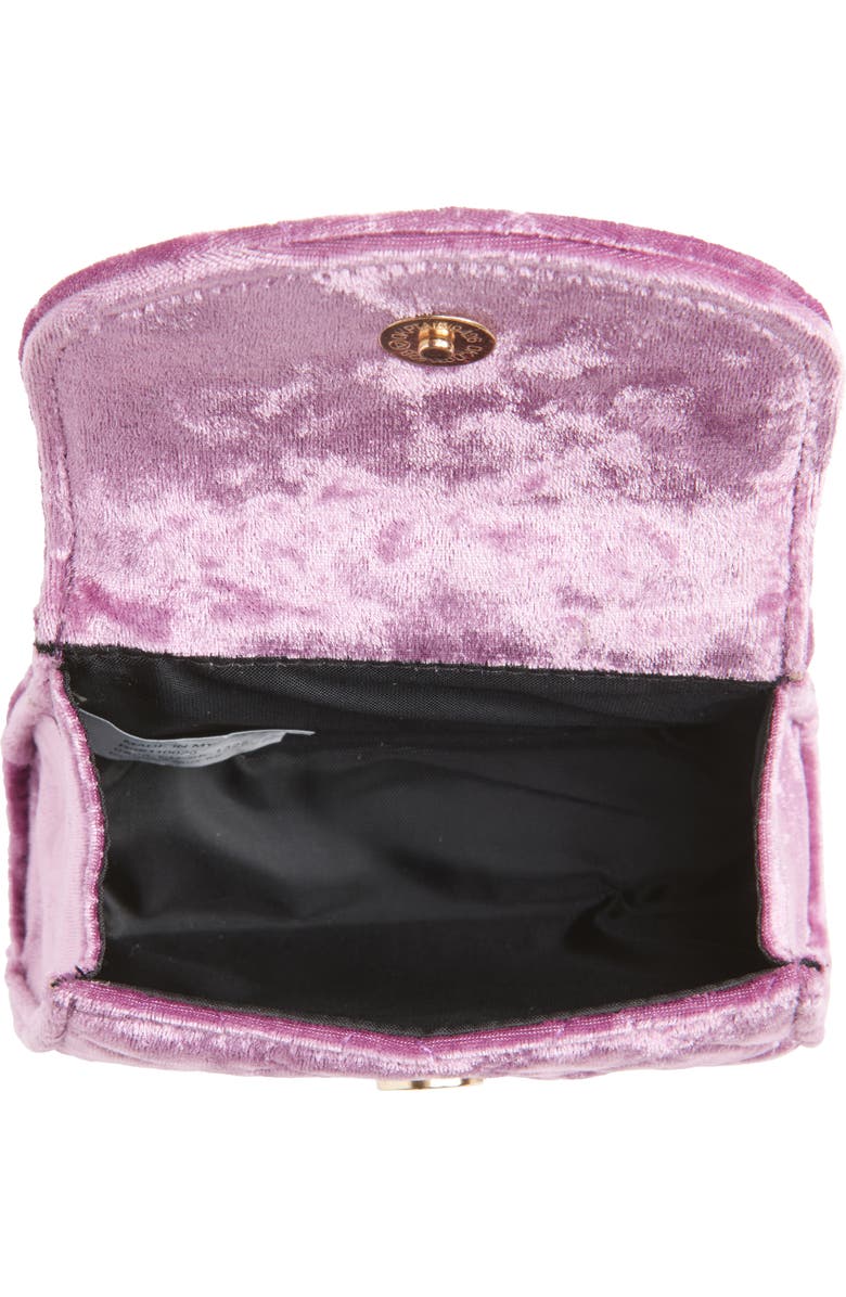 Piper & Jax Kids' Faux Pearl Bow Quilted Velvet Handbag, Alternate, color, Purple