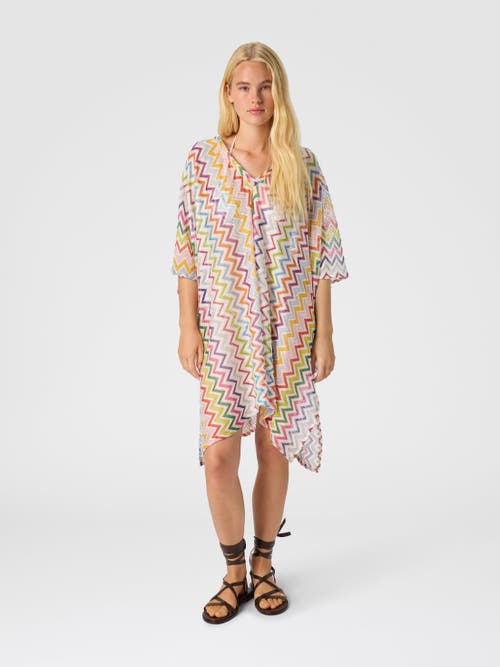 Missoni V-neck Caftan With Zig Zag Pattern In Gray