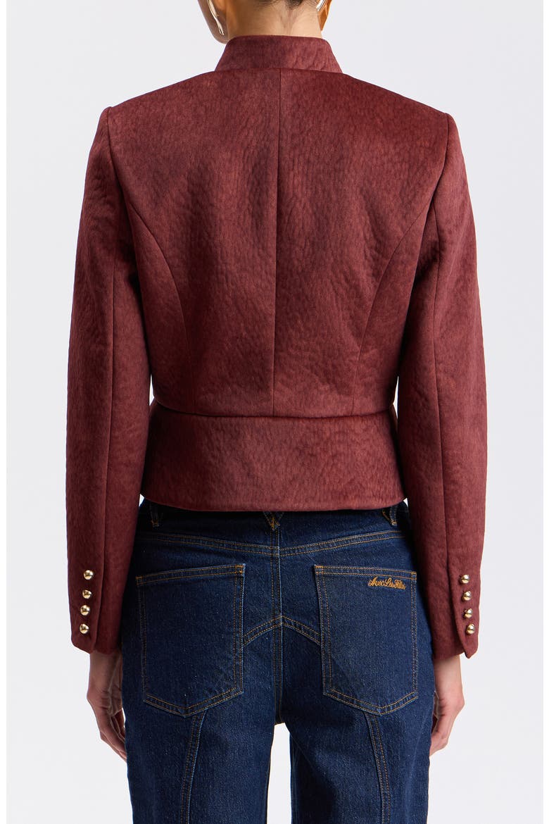 Mandarin Collar Peplum Jacket, Alternate, color, BURGUNDY