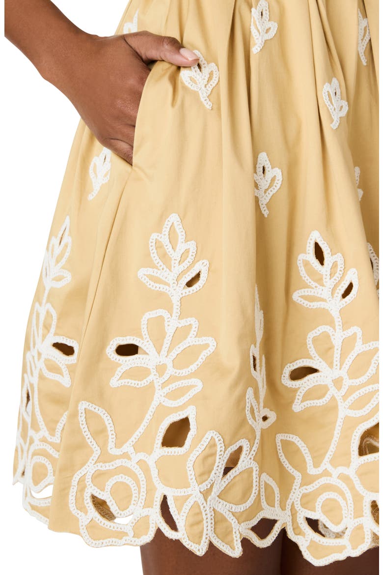 Emelia Embroidered Flared Minidress, Alternate, color, NEW TAUPE