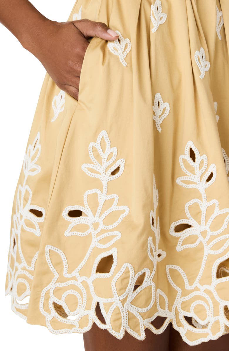 Steve Madden Emelia Embroidered Flared Minidress, Alternate, color, New Taupe