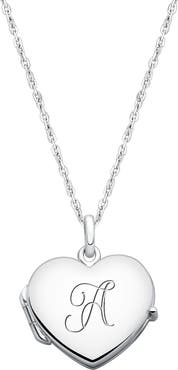 Tiny Blessings Sterling Silver Heart Locket & Engraved Initial 14-16" Necklace