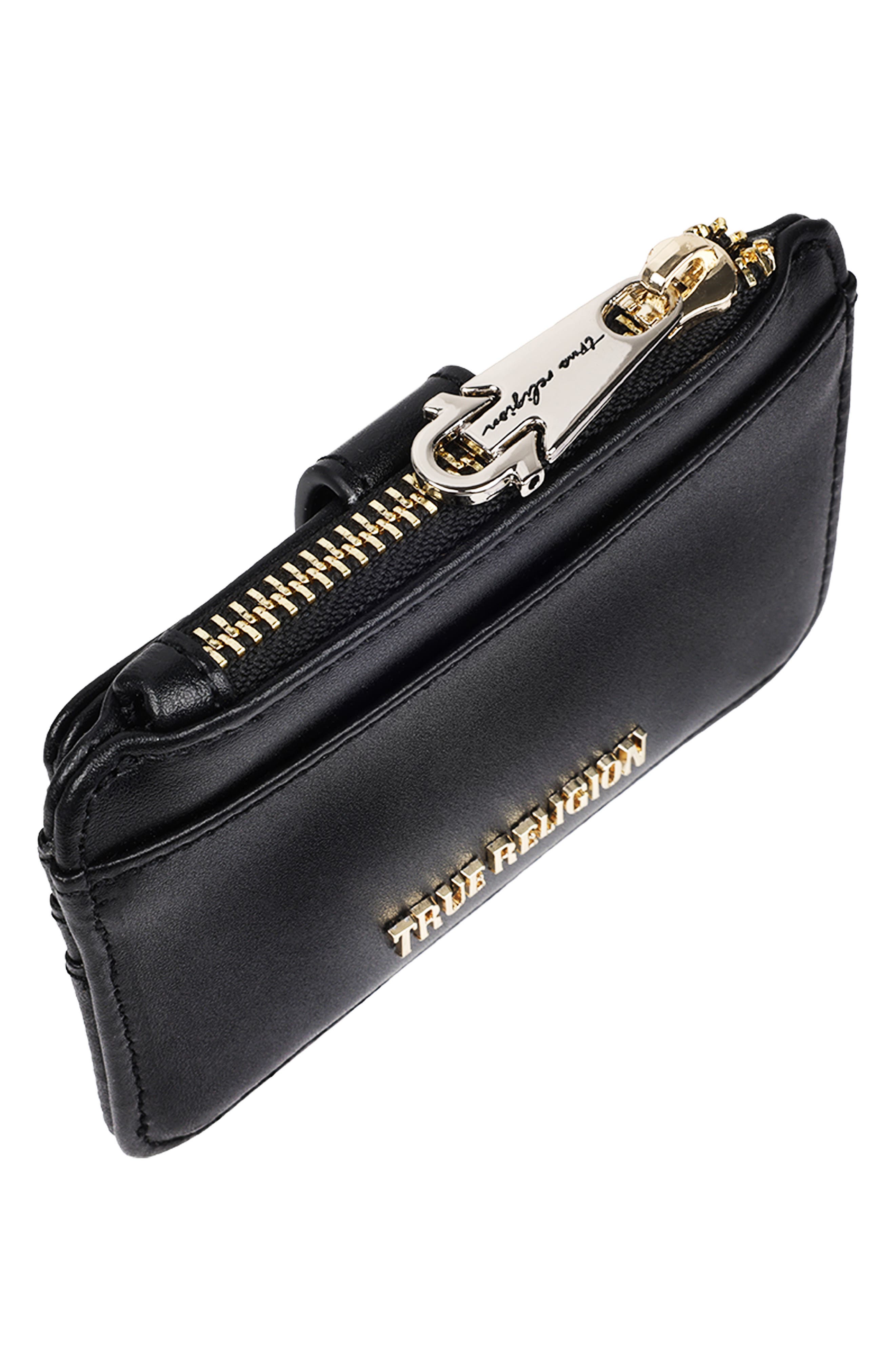 True Religion Logo Bifold Wallet, Alternate, color, Black