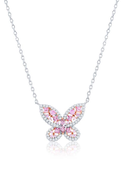 Pavé Cubic Zirconia Butterfly Pendant Necklace