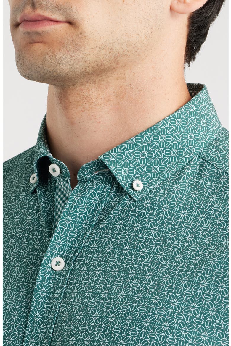 XC+™ Football Print Performance Button-Down Shirt, Alternate, color, GREEN