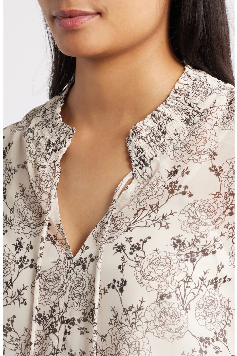 Tiered Ruffle Sleeve Top, Alternate, color, OATMEAL/ BROWN FLORAL
