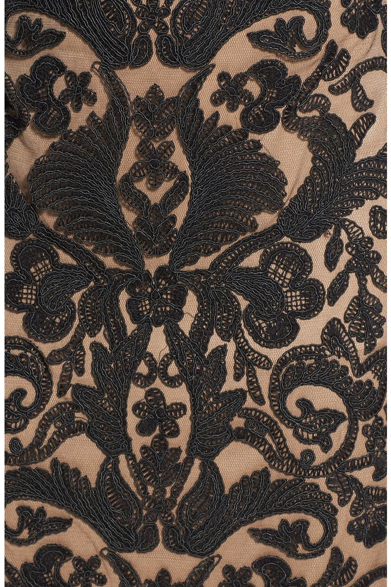 Illusion Yoke Lace Sheath Dress, Alternate, color, BLACK/ NUDE