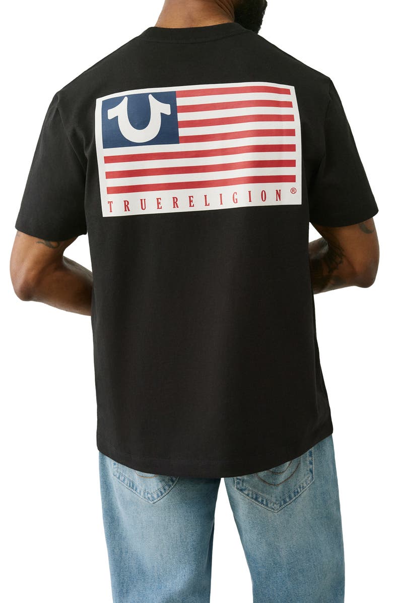 True Religion Standard Fit Flag Graphic T-Shirt, Alternate, color, Black
