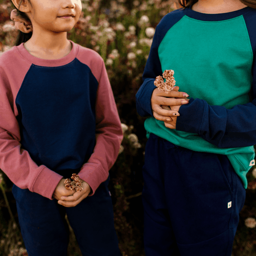 Jackalo Stevie Raglan Sweatshirt In Navy & Rose