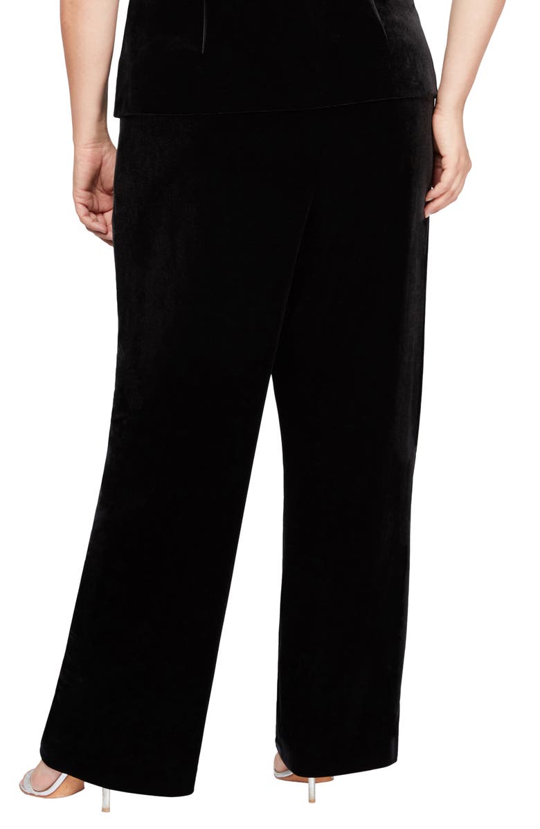 Alex Evenings Flat Front Pants, Alternate, color, Black