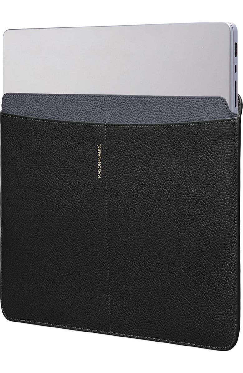 MAISON de SABRÉ Leather Laptop Sleeve, Alternate, color, Black Caviar