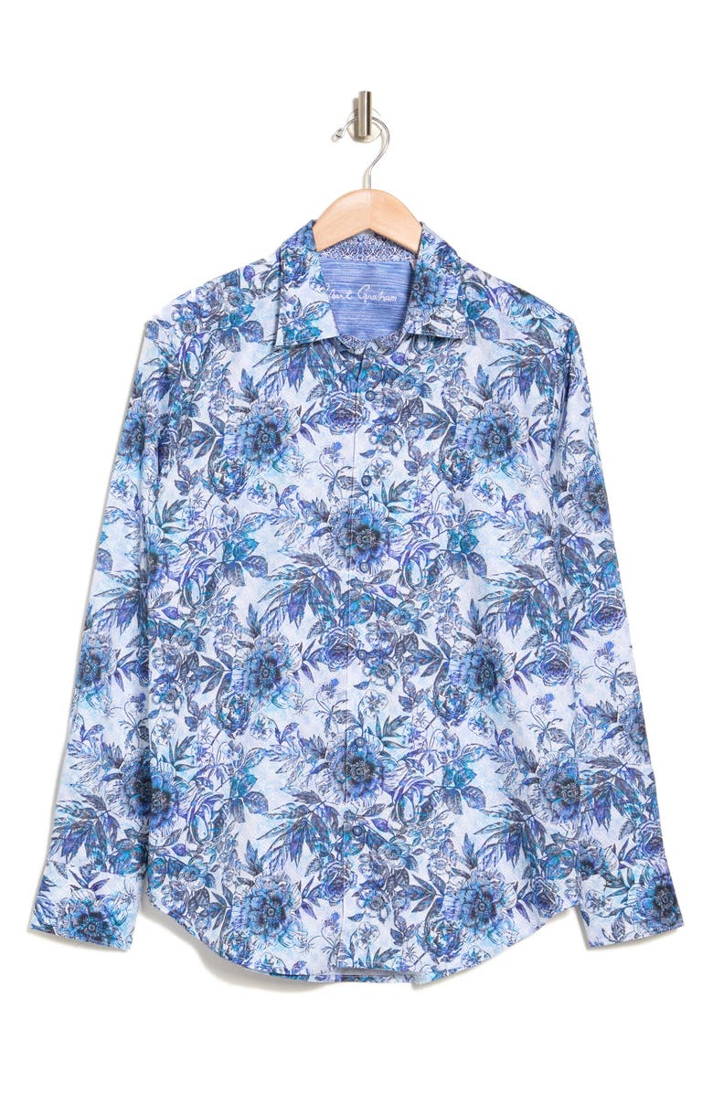 Robert Graham Averes Floral Print Button-Up Cotton Shirt, Alternate, color,