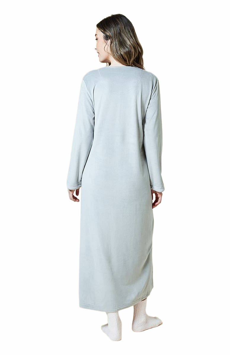 Softies Serenity Sweetheart Neck Zip Robe, Alternate, color, Grey