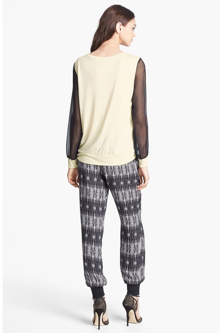 Chiffon Sleeve Sweatshirt, Alternate, color, SWAN/ BLACK