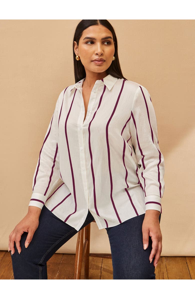 Live Unlimited Regular Fit Striped Shirt, Alternate, color, Cream
