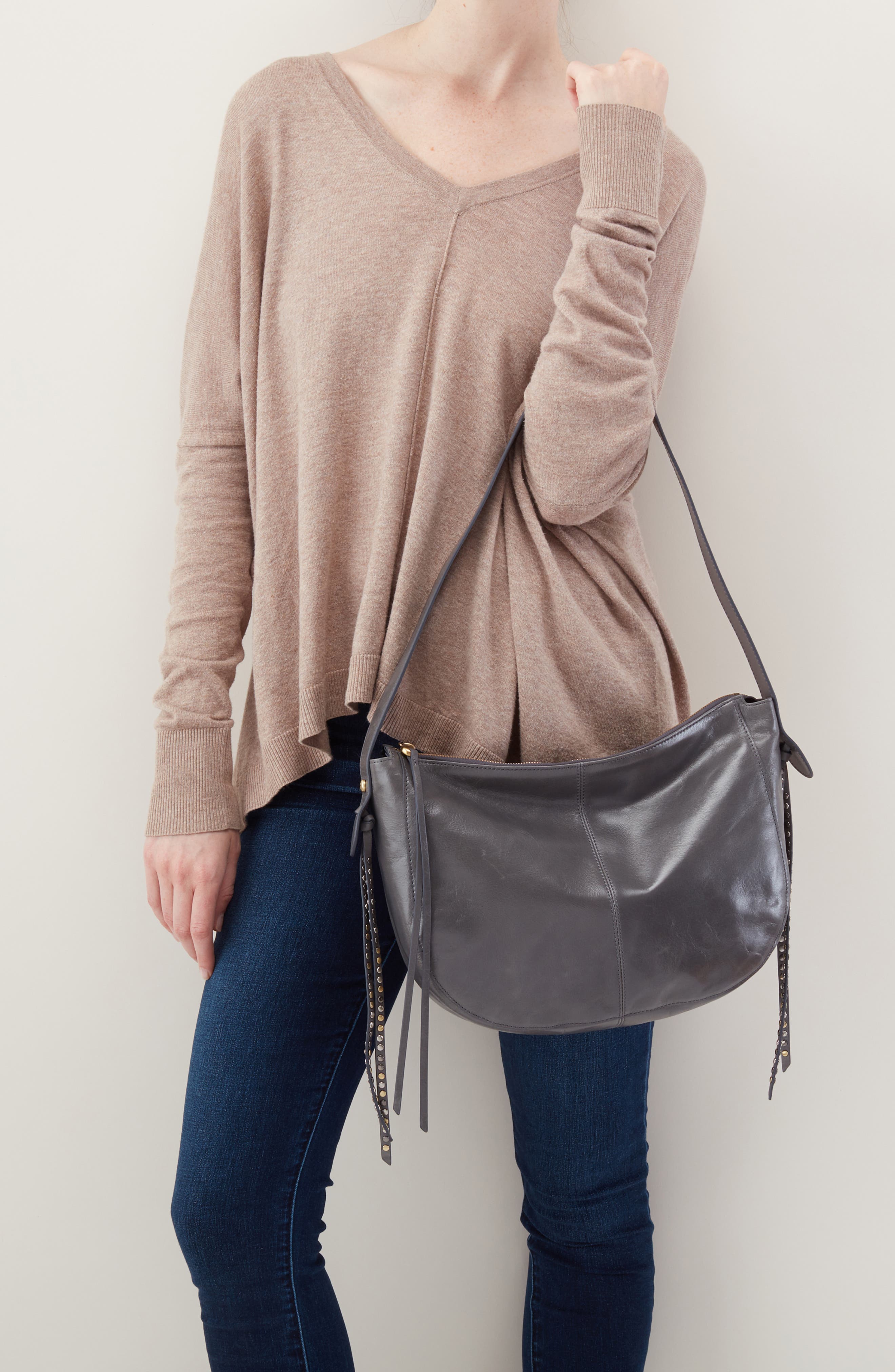 Enchant Leather Hobo, Alternate, color, GRAPHITE