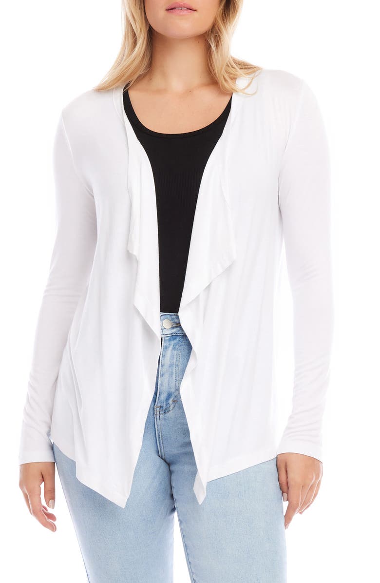 Karen Kane Poppy Draped Open Front Cardigan, Main, color, Off White